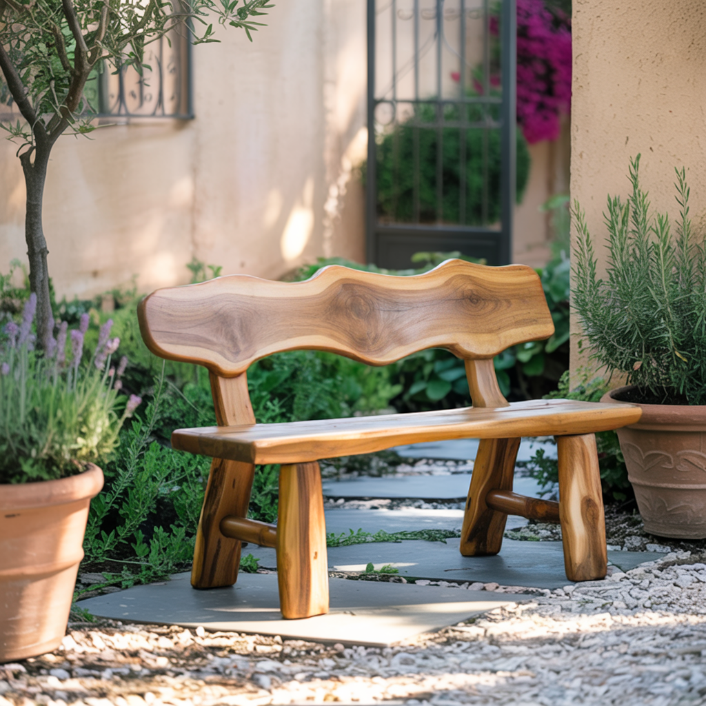 Rustic Garden Bench Live Edge Outdoor Seating For Patio Courtyard And Backyard Kitchnce