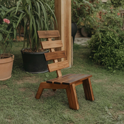 Modern Slatted Wood Outdoor Lounge Chair For Garden Or Patio Kitchnce