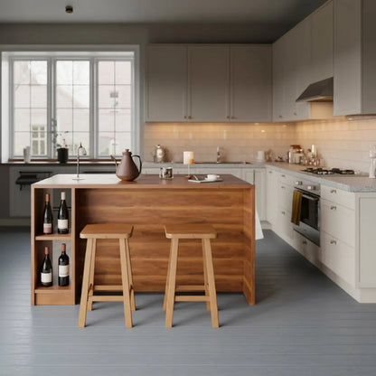 Contemporary Warm Wood Bar Table With Storage For Kitchen Or Breakfast Nook Kitchnce