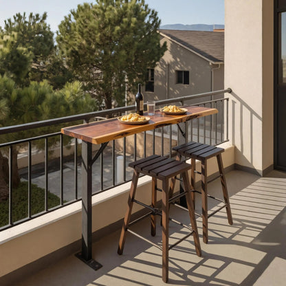 Rustic Live Edge Balcony Bar Table For Rail Mount Patio Or Apartment Deck Kitchnce
