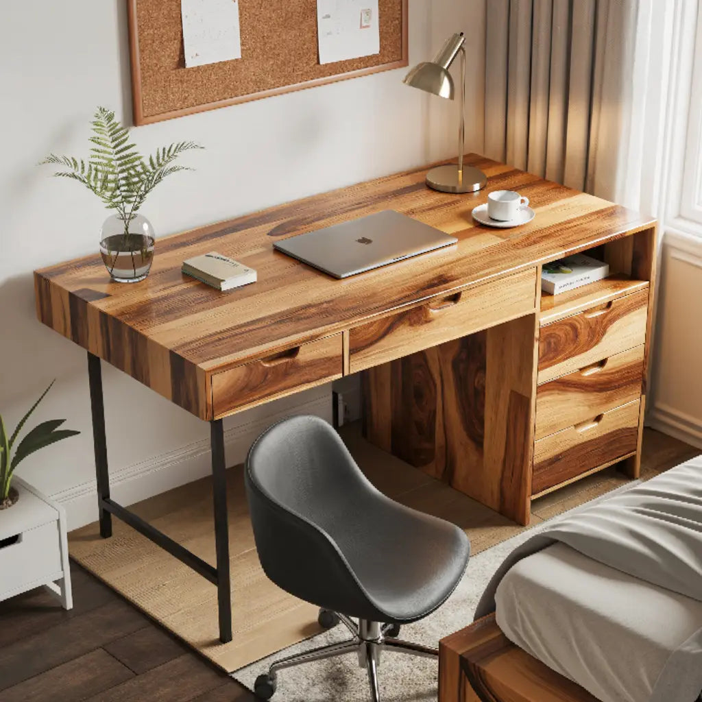 Modern Wooden Desk With Drawers For Home Office Or Study Kitchnce