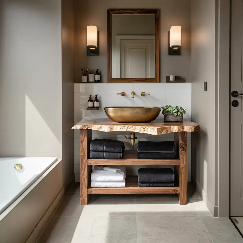 Farmhouse Wooden Vanity For Bathroom Furniture Setup Kitchnce