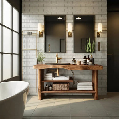 Handcrafted Wooden Storage Vanity For Bathroom Decor Kitchnce