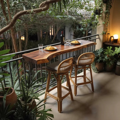 Live Edge Solid Wood Balcony Bar Table For Rail Mount Outdoor Breakfast Kitchnce
