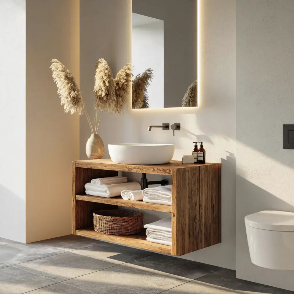 Wooden Bathroom Storage Cabinet For Rustic Decor Vibe Kitchnce
