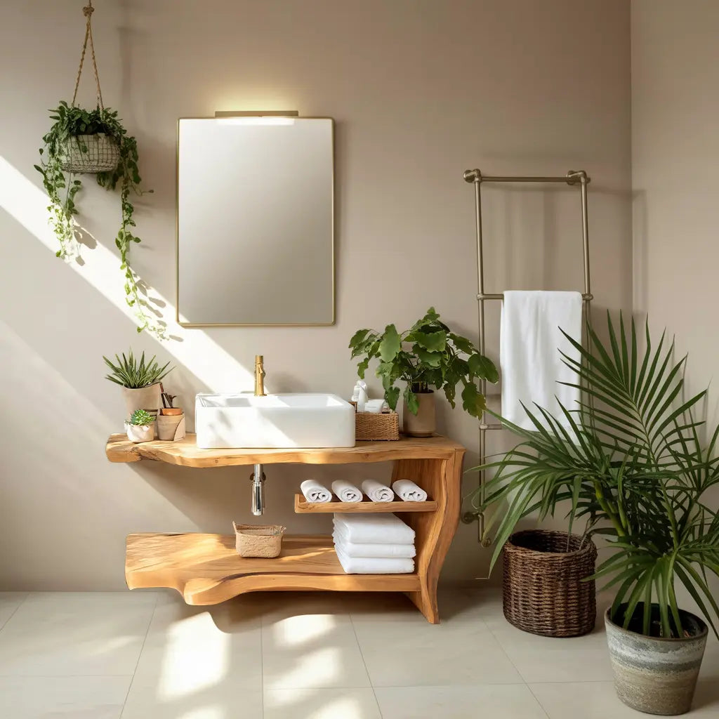 Rustic Wooden Vanity Space For Bathroom Use Kitchnce
