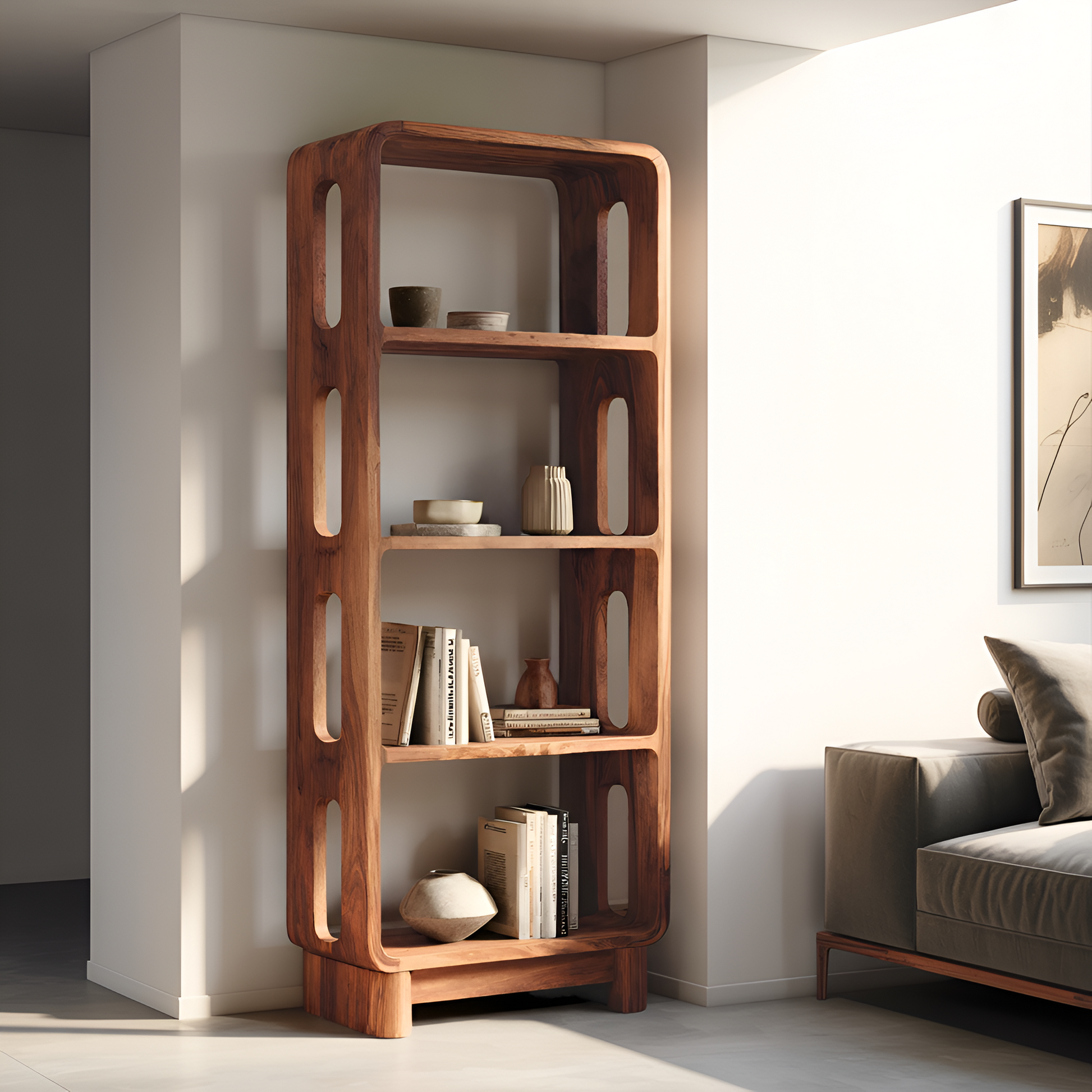 Contemporary Tall Bookshelf For Living Or Bedroom Kitchnce