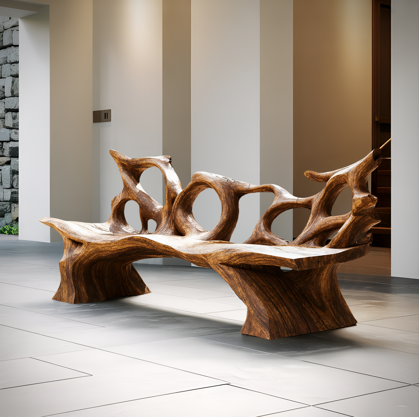 Mid Century Branch Bench Entryway Furniture For Compact Foyers Kitchnce