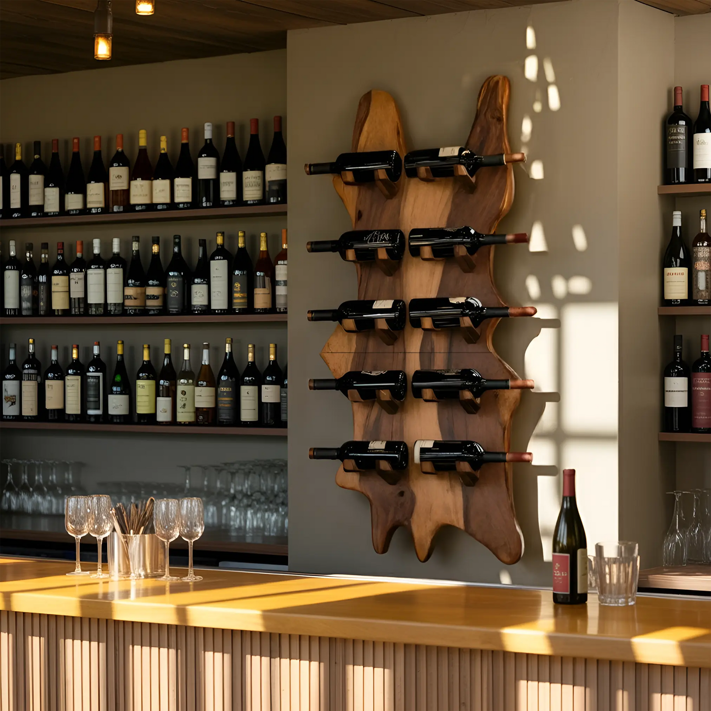 Modern Solid Wood Wine Rack For Bar Decor And Home Display Kitchnce