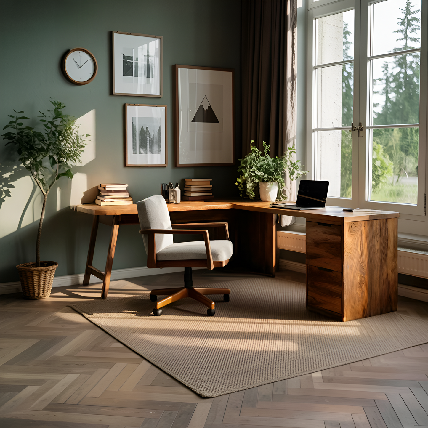 Luxury L Shaped Desk With Drawer For Home Office Kitchnce