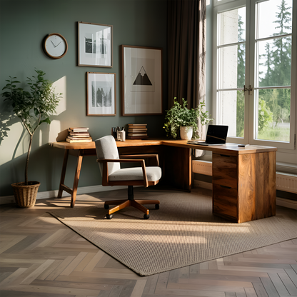 Luxury L Shaped Desk With Drawer For Home Office Kitchnce