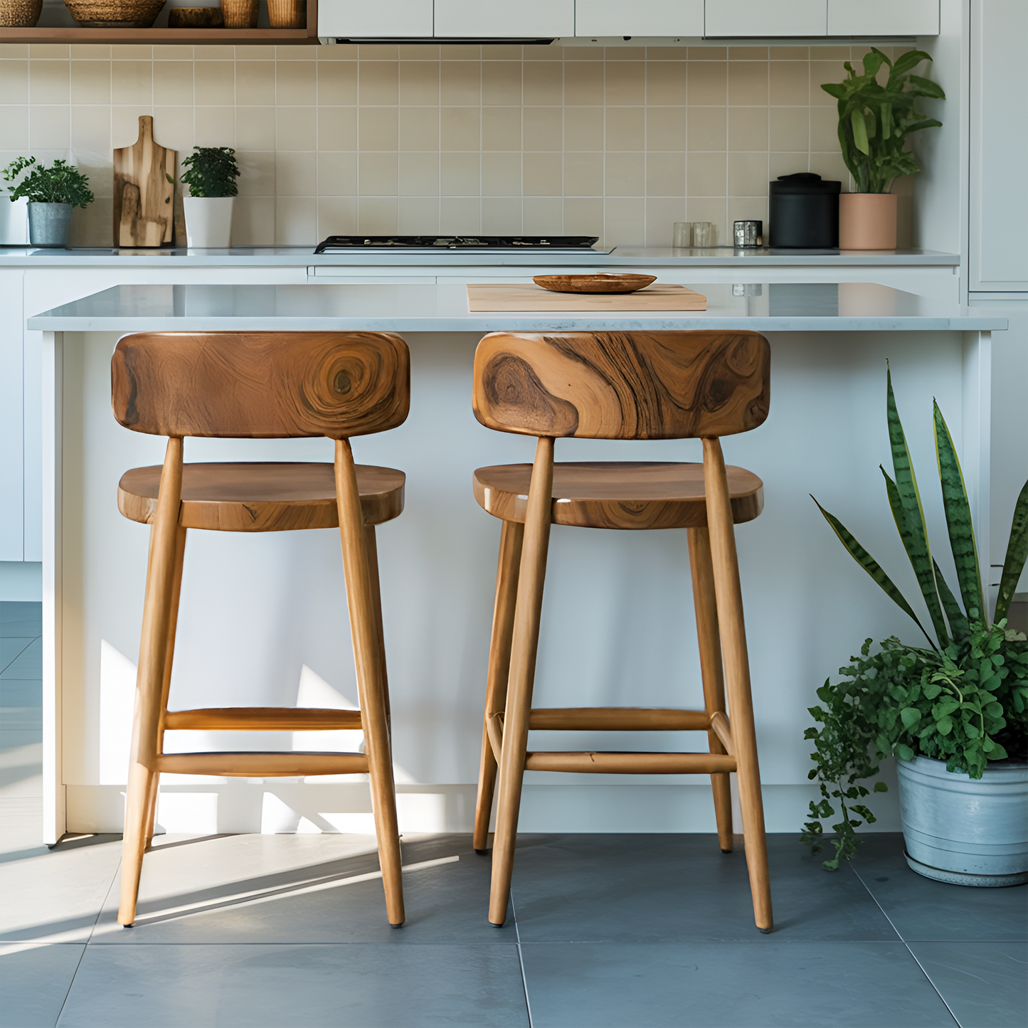 Mid Century Bar Stools With Backrest For Kitchen Or Dining Room Kitchnce