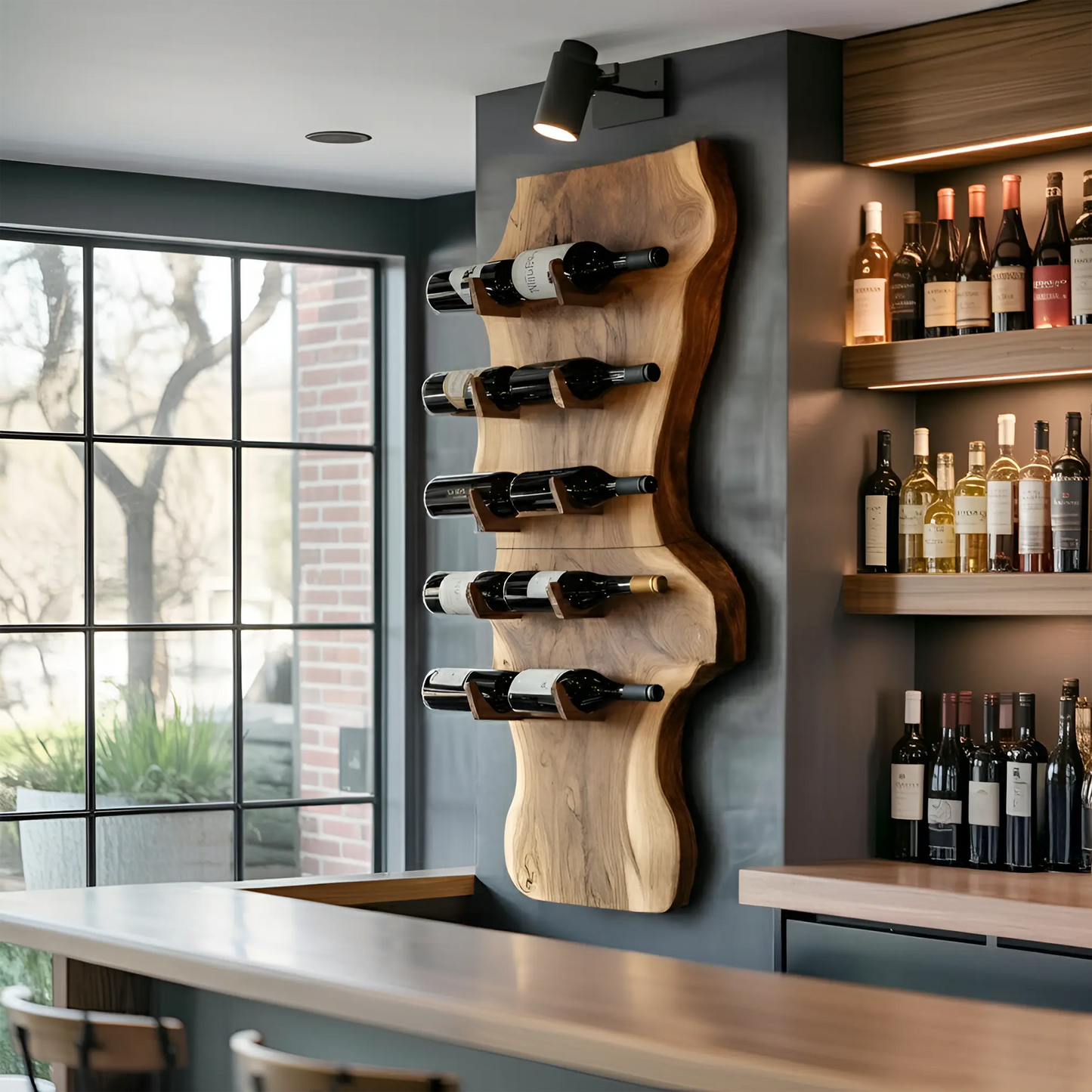 Modern Solid Wood Wine Rack For Living Room And Bar Display Kitchnce