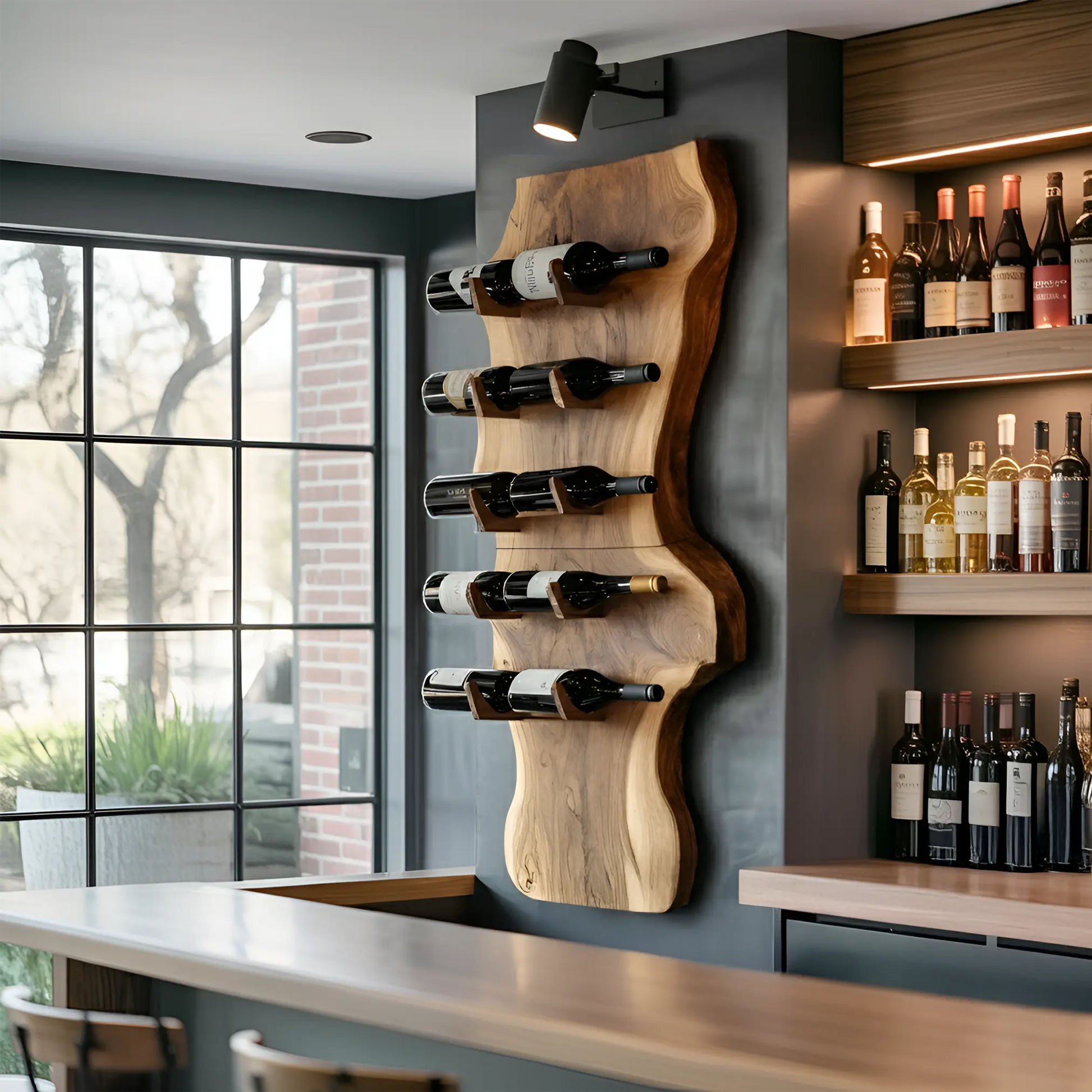 Modern Solid Wood Wine Rack For Living Room And Bar Display Kitchnce