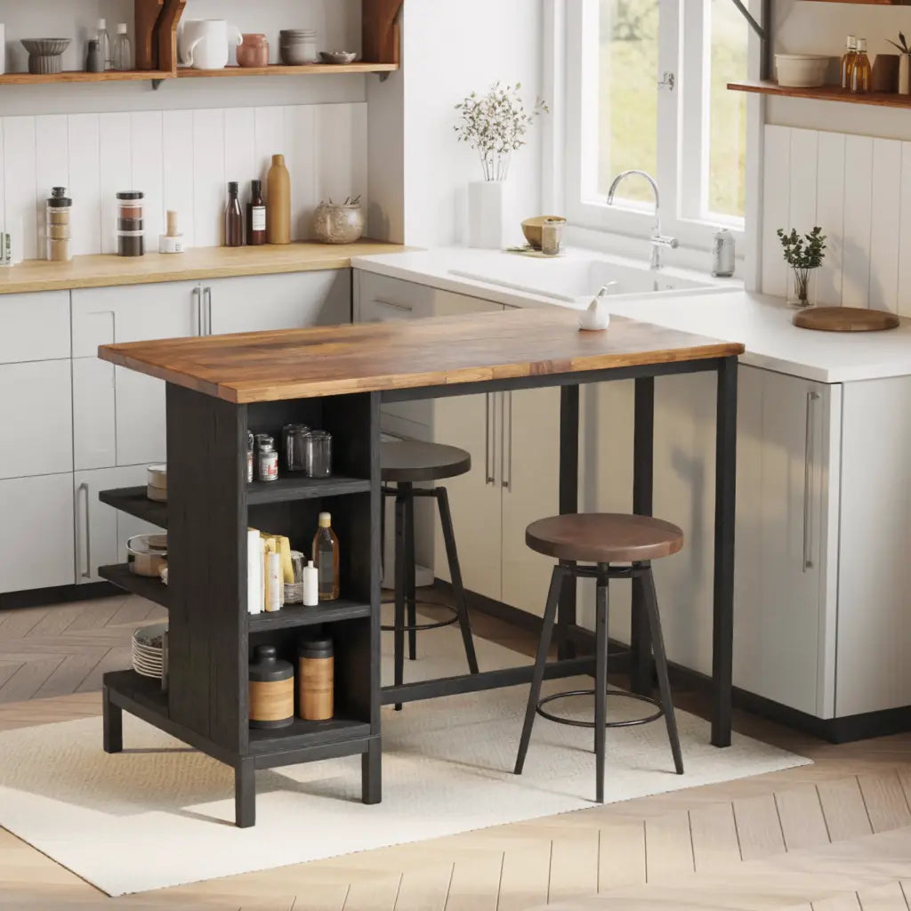 Industrial Kitchen Bar Table With Metal Legs For Apartment Dining Kitchnce