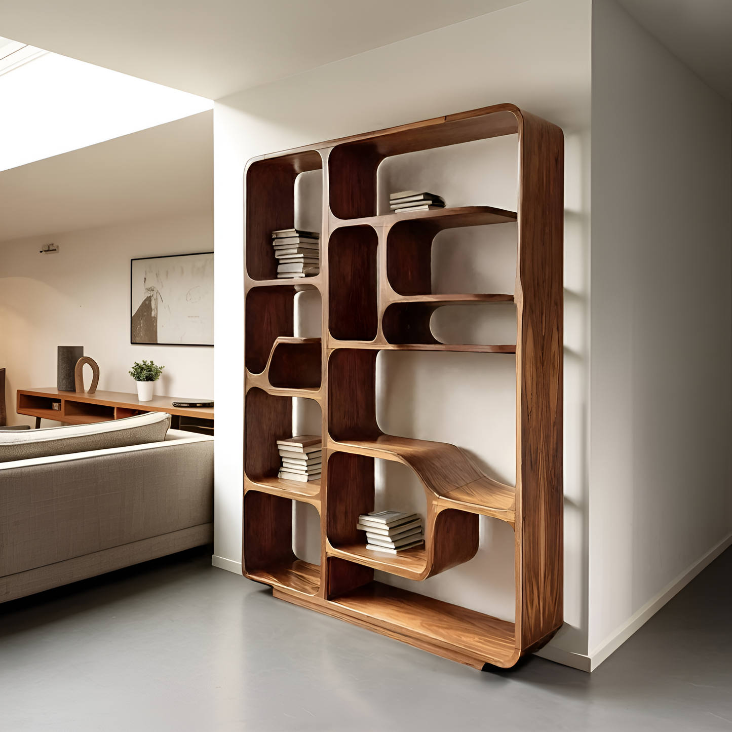 Modern Sculptural Bookshelf For Living Decor Or Bedroom Kitchnce