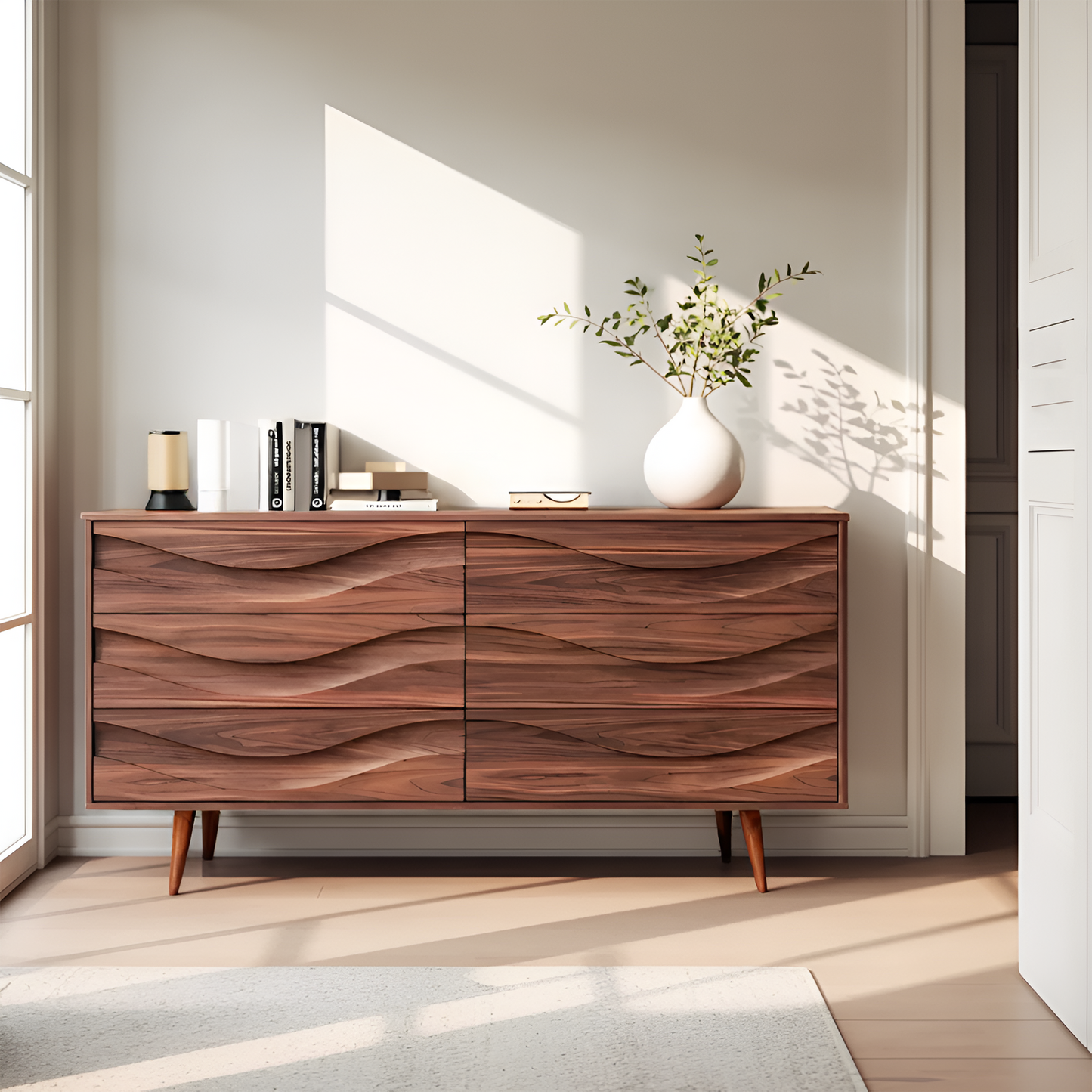 Modern Carved Wave Front Sideboard For Entryway Living Room Kitchnce