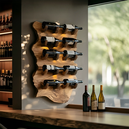 Farmhouse Wooden Live Edge Wine Holder For Furniture Decor Kitchnce