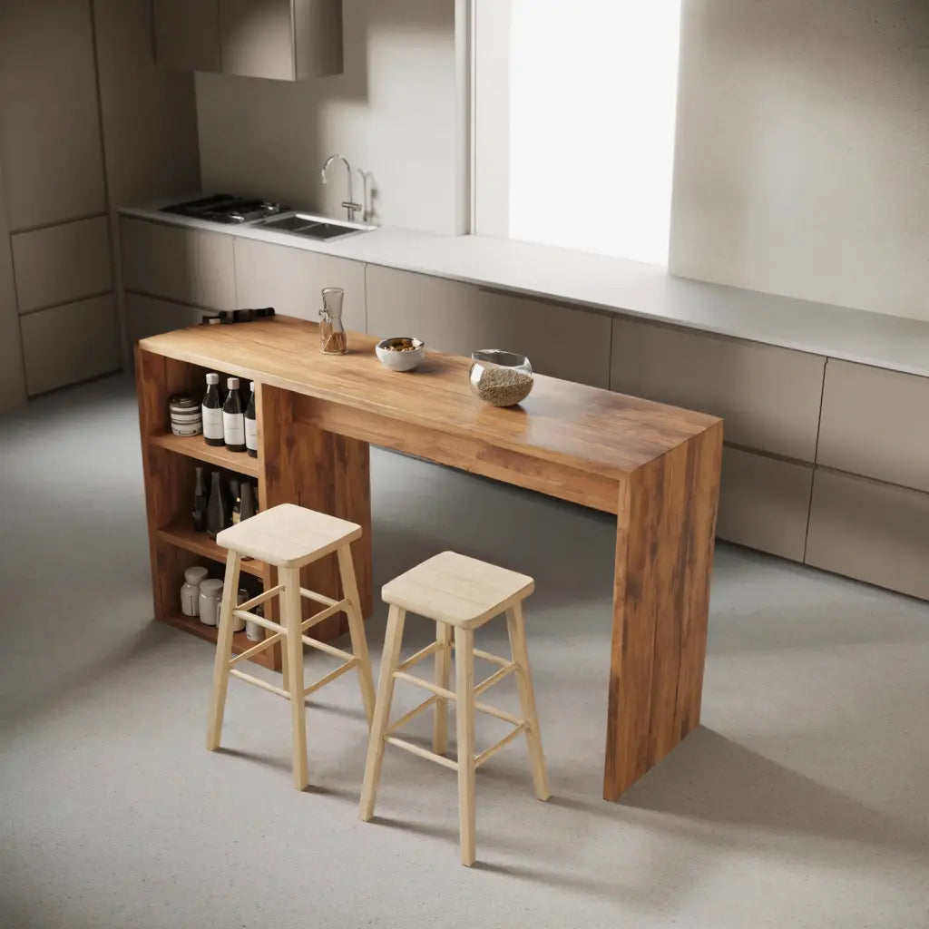 Warm Bar Table With Storage For Compact Kitchen Kitchnce