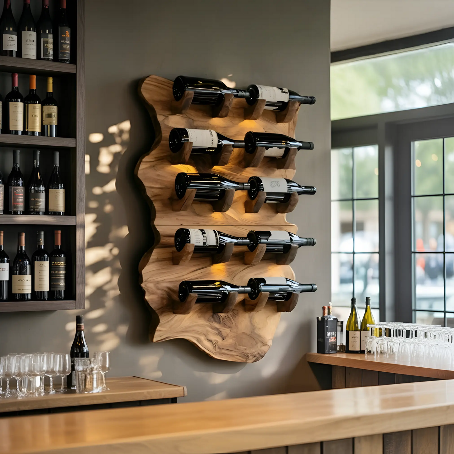 Farmhouse Wooden Live Edge Wine Holder For Furniture Decor Kitchnce