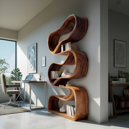 Modern Sculptural Bookcase Statement Design For Hallway Kitchnce