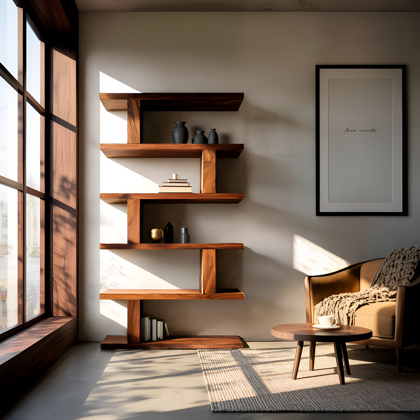 Contemporary Bookshelf With Clean Lines For Living Room Kitchnce