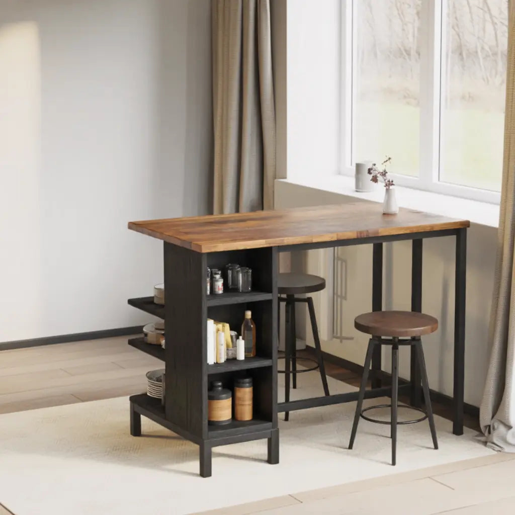 Industrial Kitchen Bar Table With Metal Legs For Apartment Dining Kitchnce
