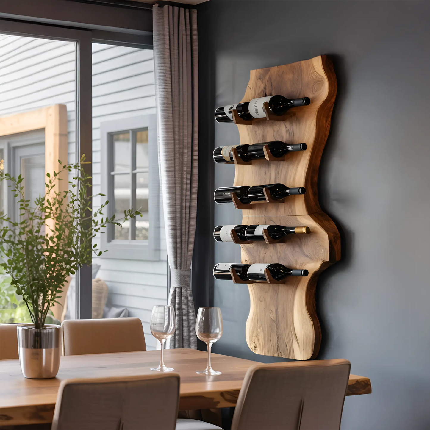 Modern Solid Wood Wine Rack For Living Room And Bar Display Kitchnce