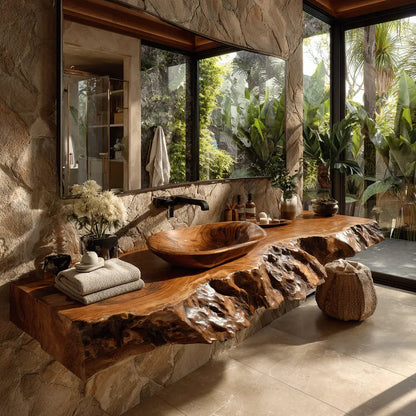Ravello Live Edge Solid Wood Floating Bathroom Vanity SPA752301 Kitchnce