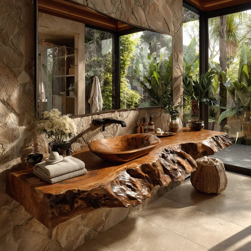 Ravello Live Edge Solid Wood Floating Bathroom Vanity SPA752301 Kitchnce