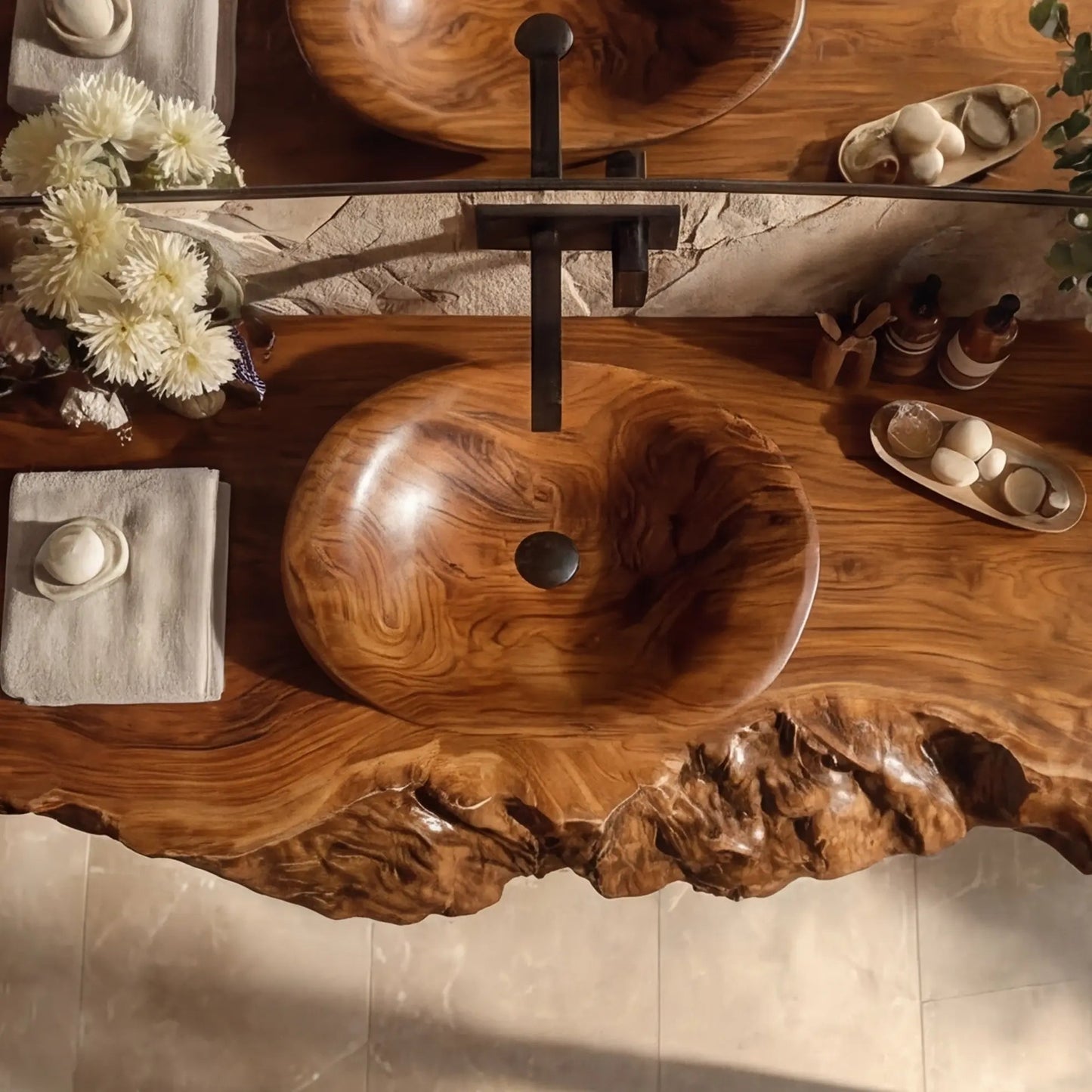 Ravello Live Edge Solid Wood Floating Bathroom Vanity SPA752301 Kitchnce