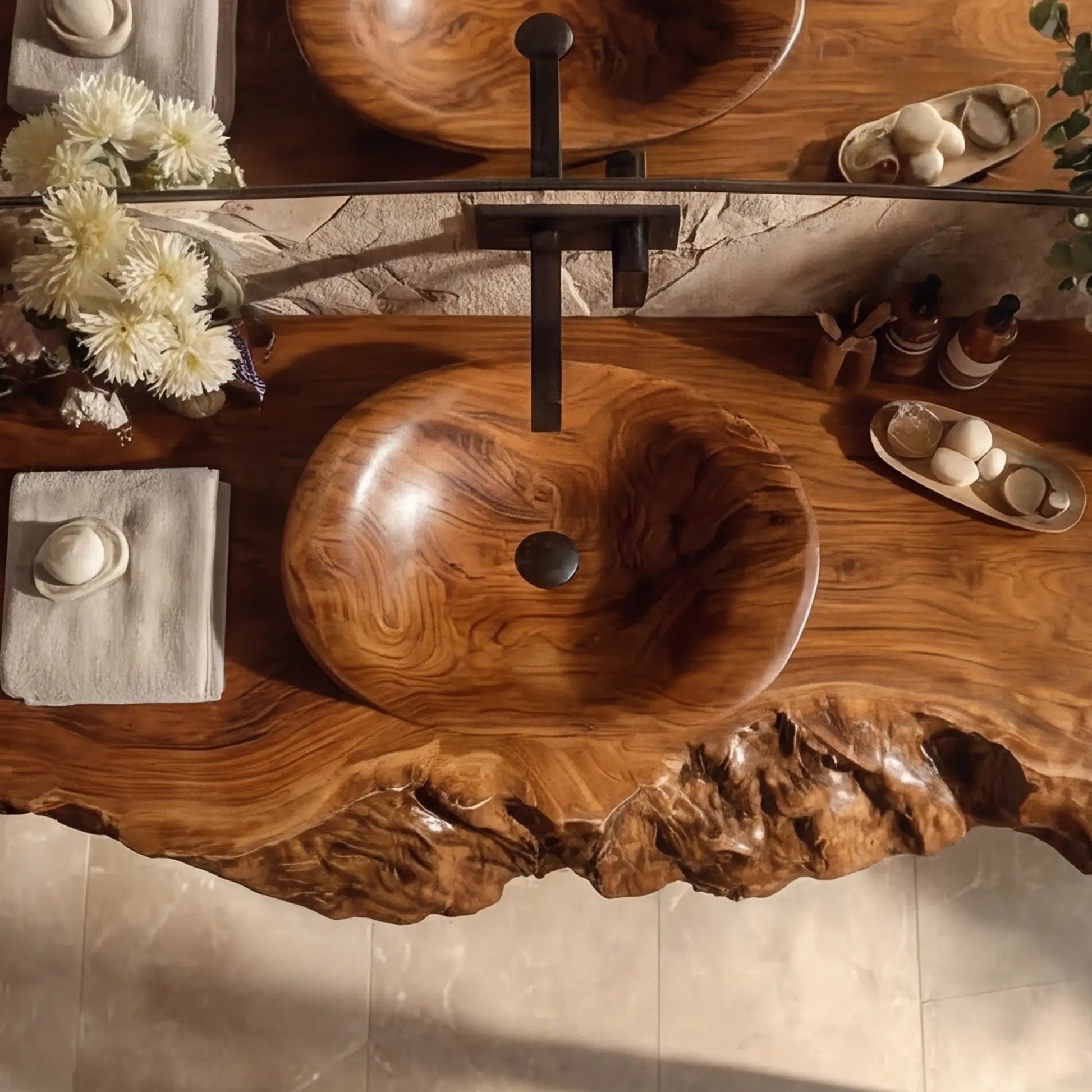 Ravello Live Edge Solid Wood Floating Bathroom Vanity SPA752301 Kitchnce