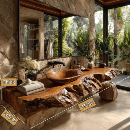 Ravello Live Edge Solid Wood Floating Bathroom Vanity SPA752301 Kitchnce