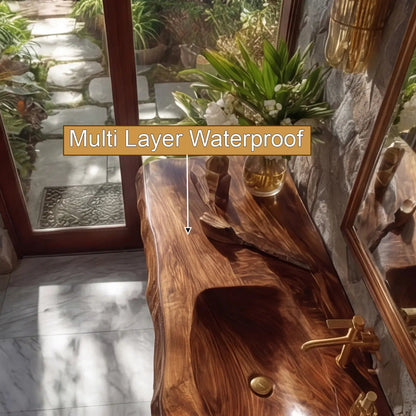 Ravello Live Edge Solid Wood Floating Bathroom Vanity with Integrated Sink Kitchnce