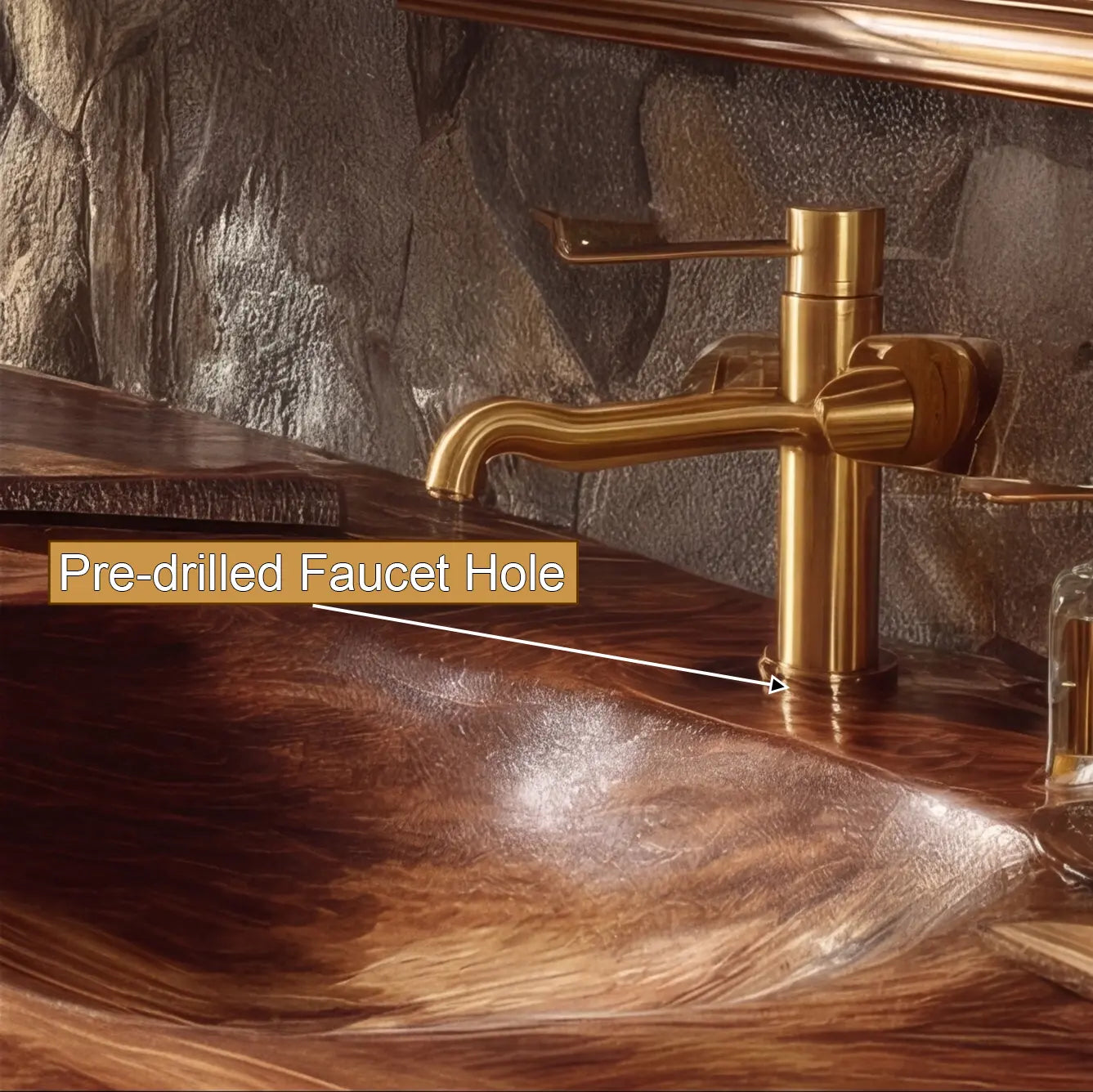 Ravello Live Edge Solid Wood Floating Bathroom Vanity with Integrated Sink Kitchnce