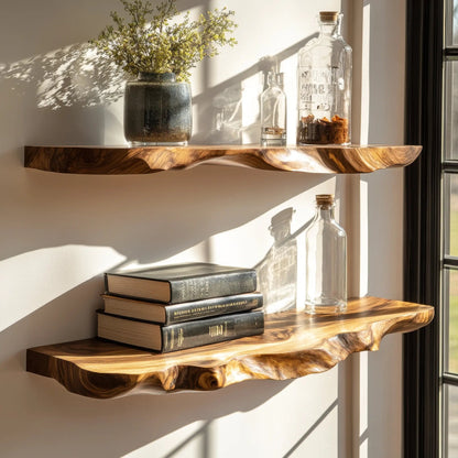 Ravello Live Edge Solid Wood Floating Shelf SPA589354 Kitchnce