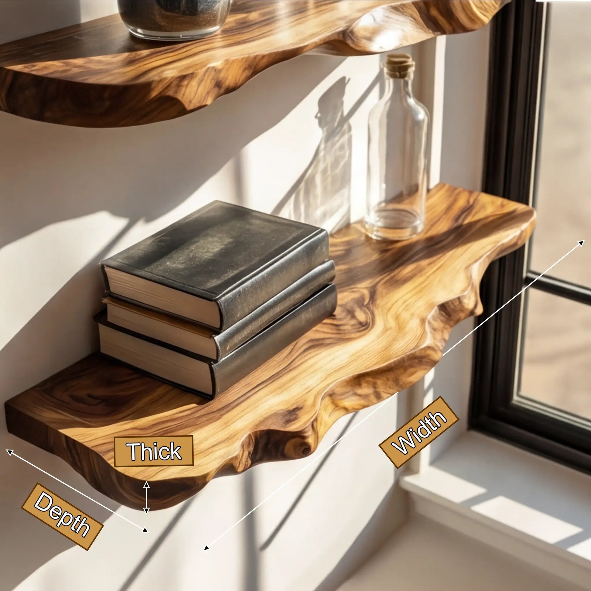 Ravello Live Edge Solid Wood Floating Shelf SPA589354 Kitchnce