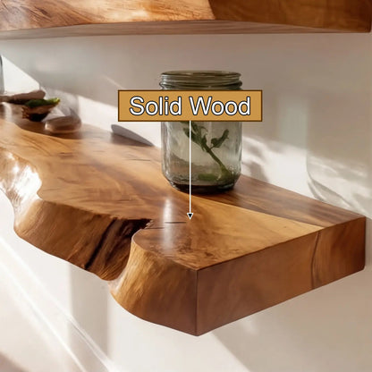 Raventra Live Edge Solid Wood Floating Shelf SPA293488 Kitchnce