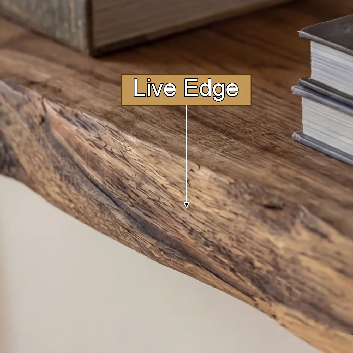 Rovano Live Edge Solid Wood Floating Shelf SPA935932 Kitchnce