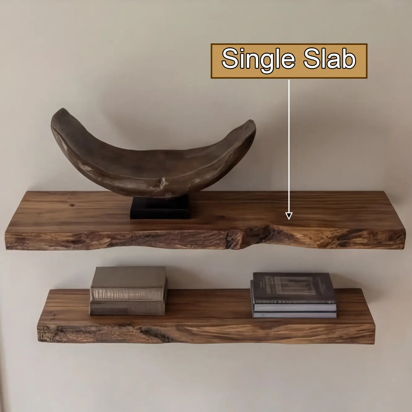 Rovano Live Edge Solid Wood Floating Shelf SPA935932 Kitchnce