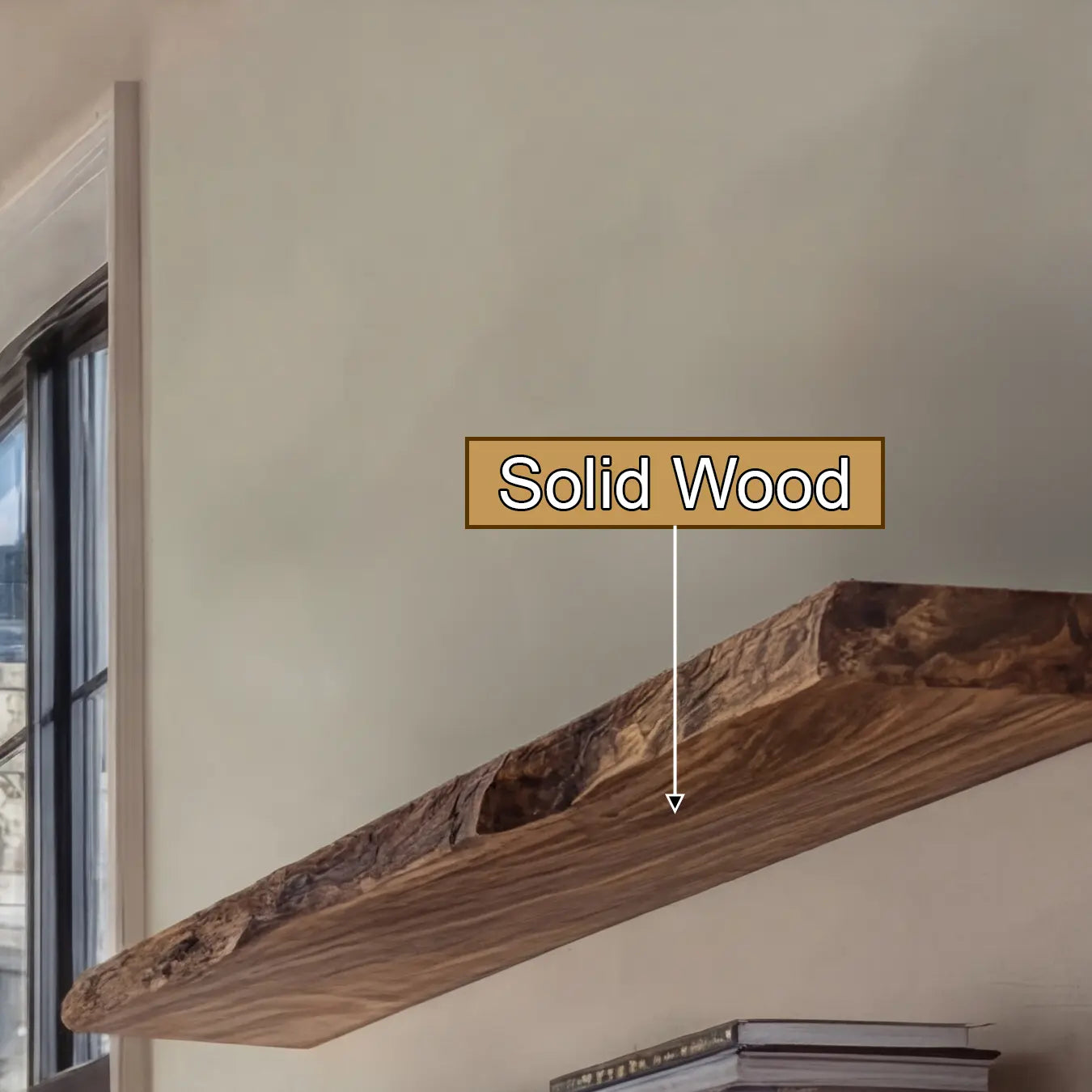 Rovano Live Edge Solid Wood Floating Shelf SPA935932 Kitchnce