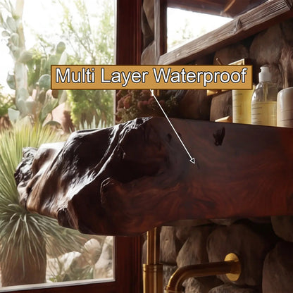 Rovira Live Edge Solid Wood Floating Bathroom Vanity with Integrated Sink SPA124233 Kitchnce
