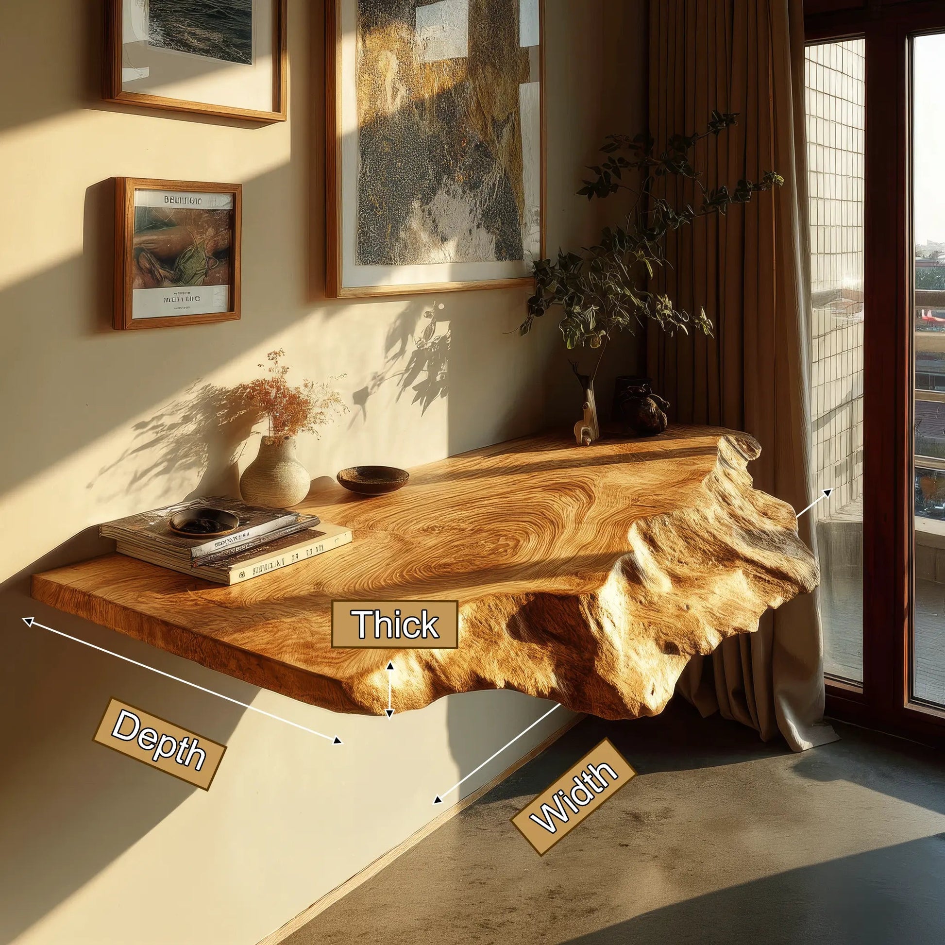 Ryvenor Live Edge Solid Wood Floating Shelf SPA947887 Kitchnce
