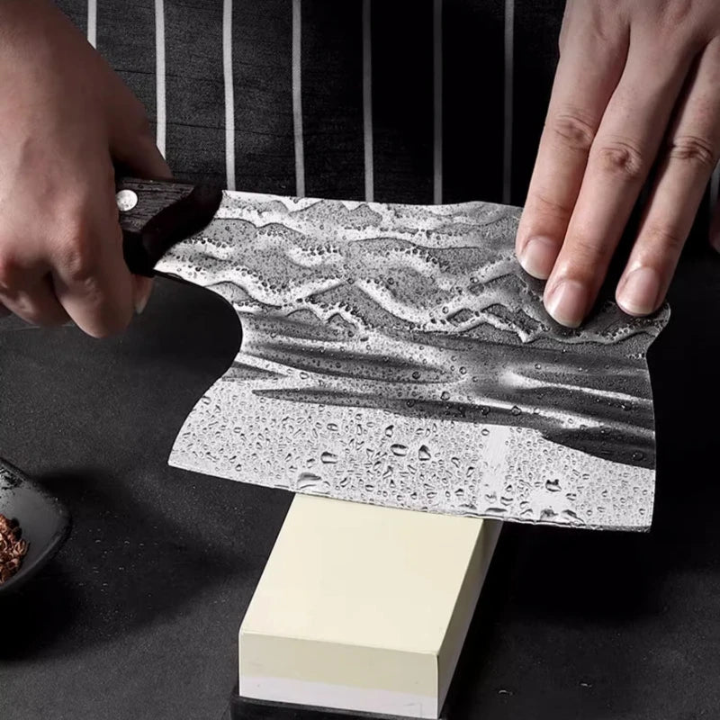 Heavy-Duty Bone Cutting Knife - Thickened, Weighted, High Hardness Chopping Knife with Comfortable Ebony Handle for Home Use