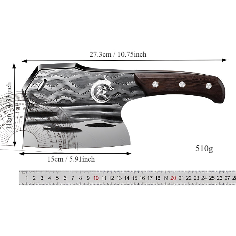 Heavy-Duty Bone Cutting Knife - Thickened, Weighted, High Hardness Chopping Knife with Comfortable Ebony Handle for Home Use