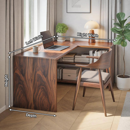 Modern L Shaped Wooden Desk With Bookshelf For Home Office Or Study Kitchnce