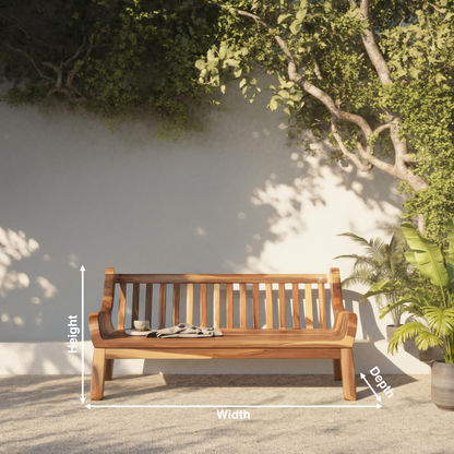 Contemporary Outdoor Wooden Bench With Curved Armrests For Garden Or Porch Kitchnce