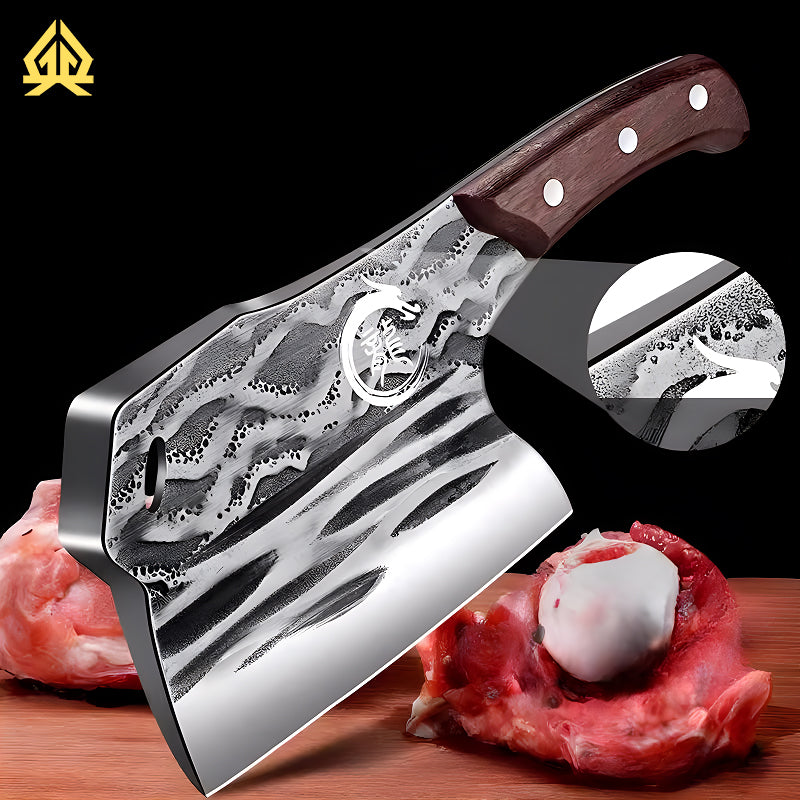 Heavy-Duty Bone Cutting Knife - Thickened, Weighted, High Hardness Chopping Knife with Comfortable Ebony Handle for Home Use