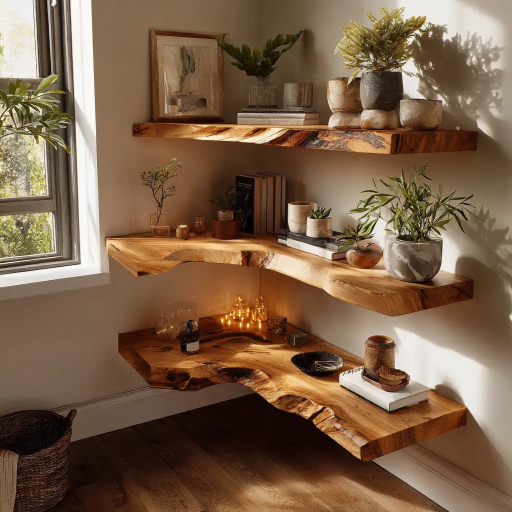 Selvara Live Edge Solid Wood Floating Shelf SPA302302 Kitchnce