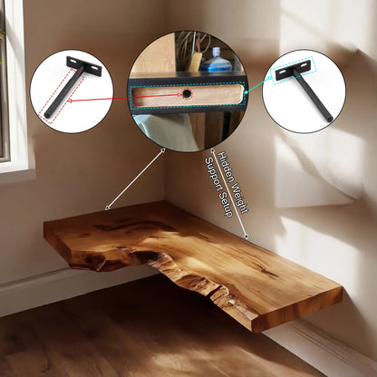 Selvara Live Edge Solid Wood Floating Shelf SPA302302 Kitchnce